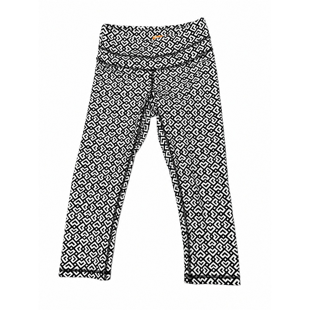Lucy Hatha Collection Hatha Crop Leggings XS Black White Geometric Yoga Pants